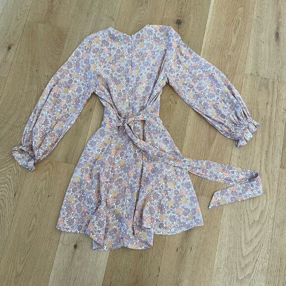 Faithfull The Brand Palmaro Mini Dress in Pink Floral - Picture 6 of 7